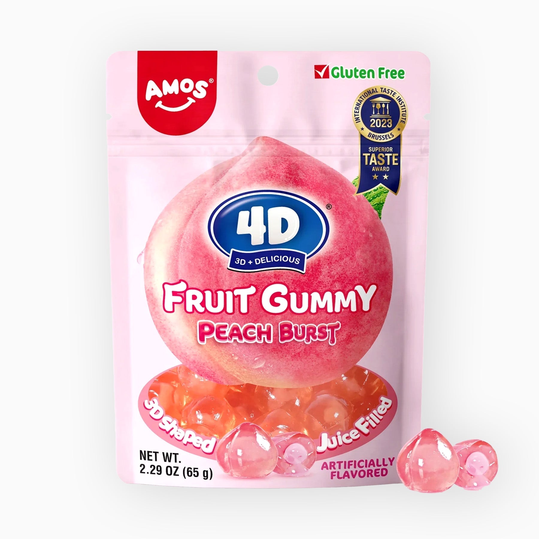 Amos 4D Fruit Gummy Peach Burst 65 G