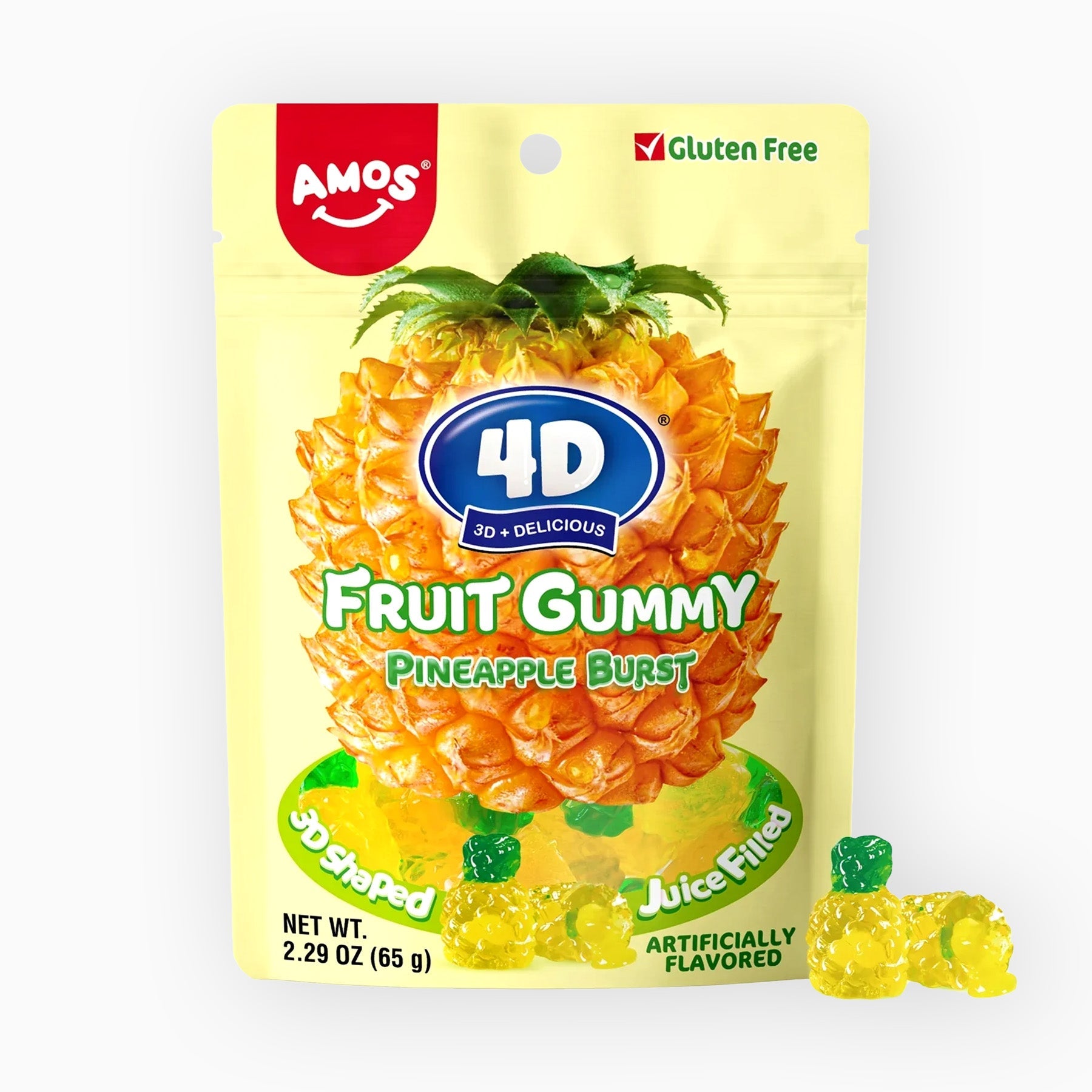 Amos 4D Fruit Gummy Pineapple Burst 65 G