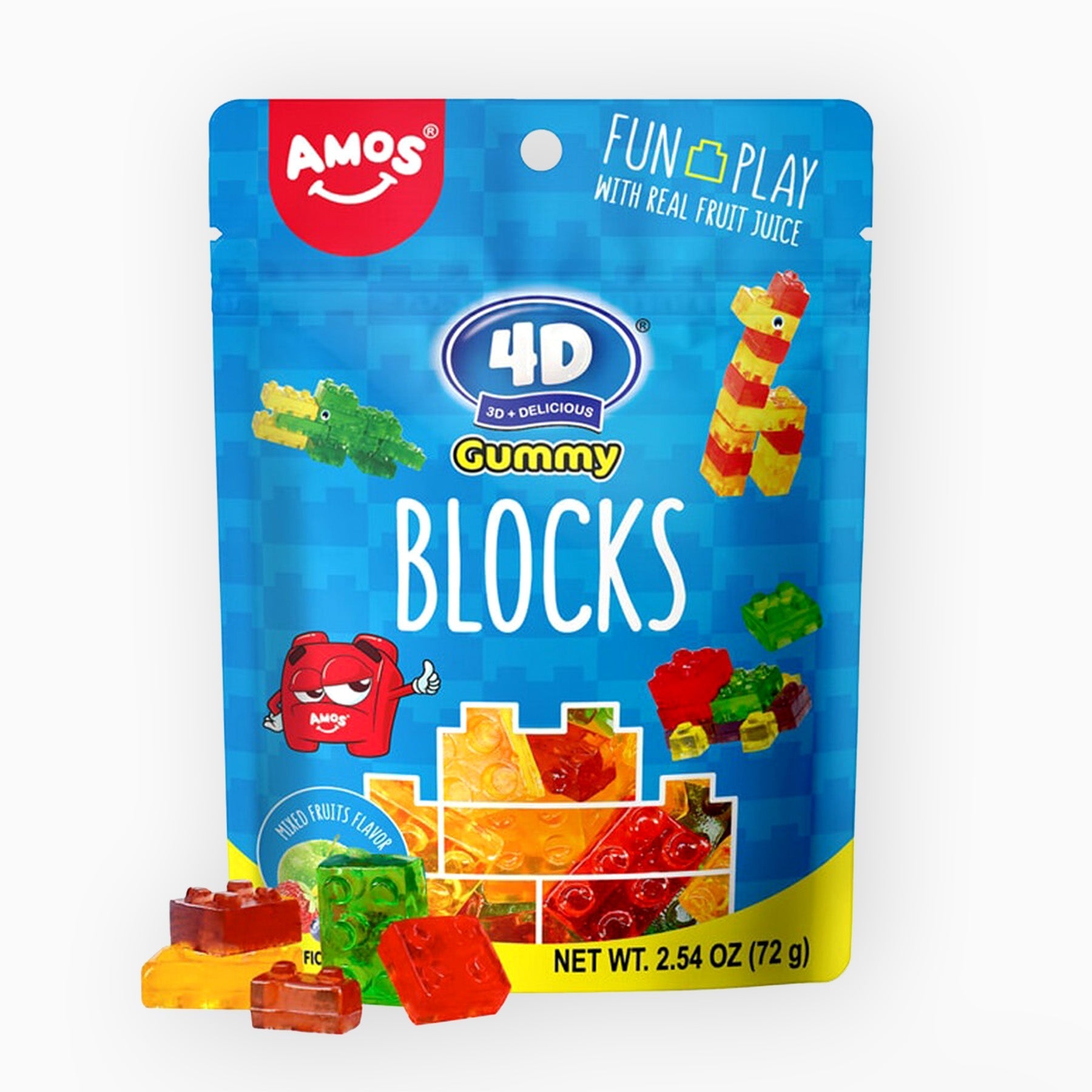 Amos Gummy Blocks Mixed Fruit Flavor 72g 1