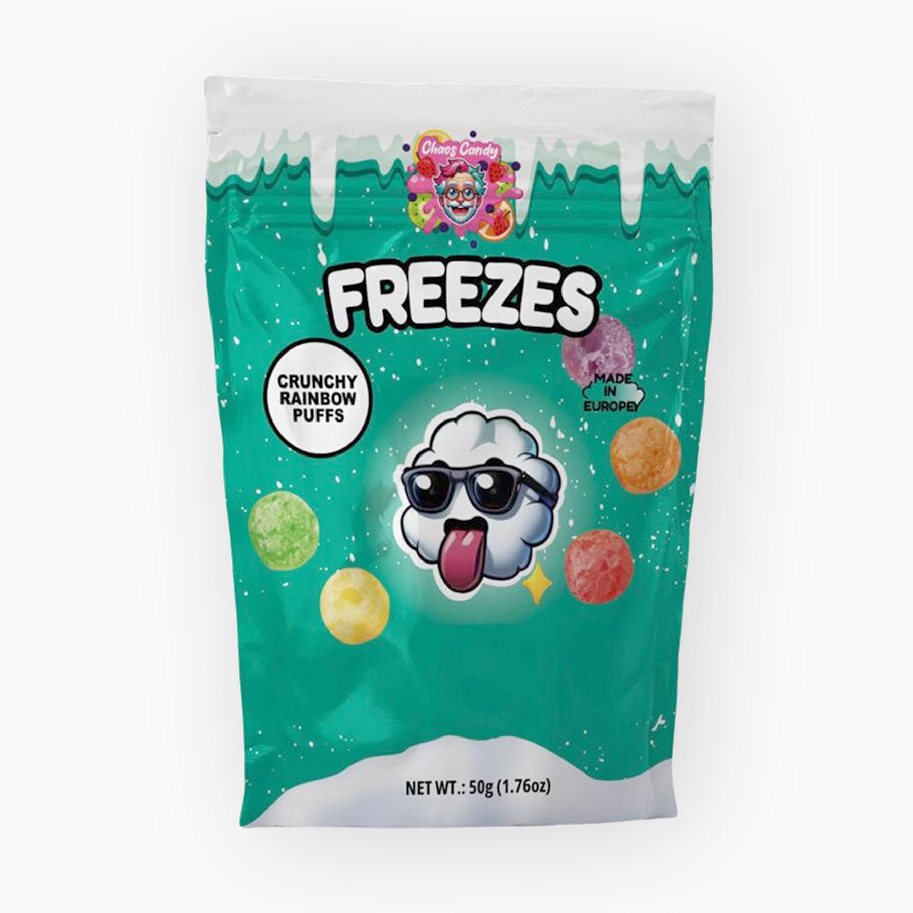 Chaos Candy Freezes Crunchy Rainbow Puffs 50g 1