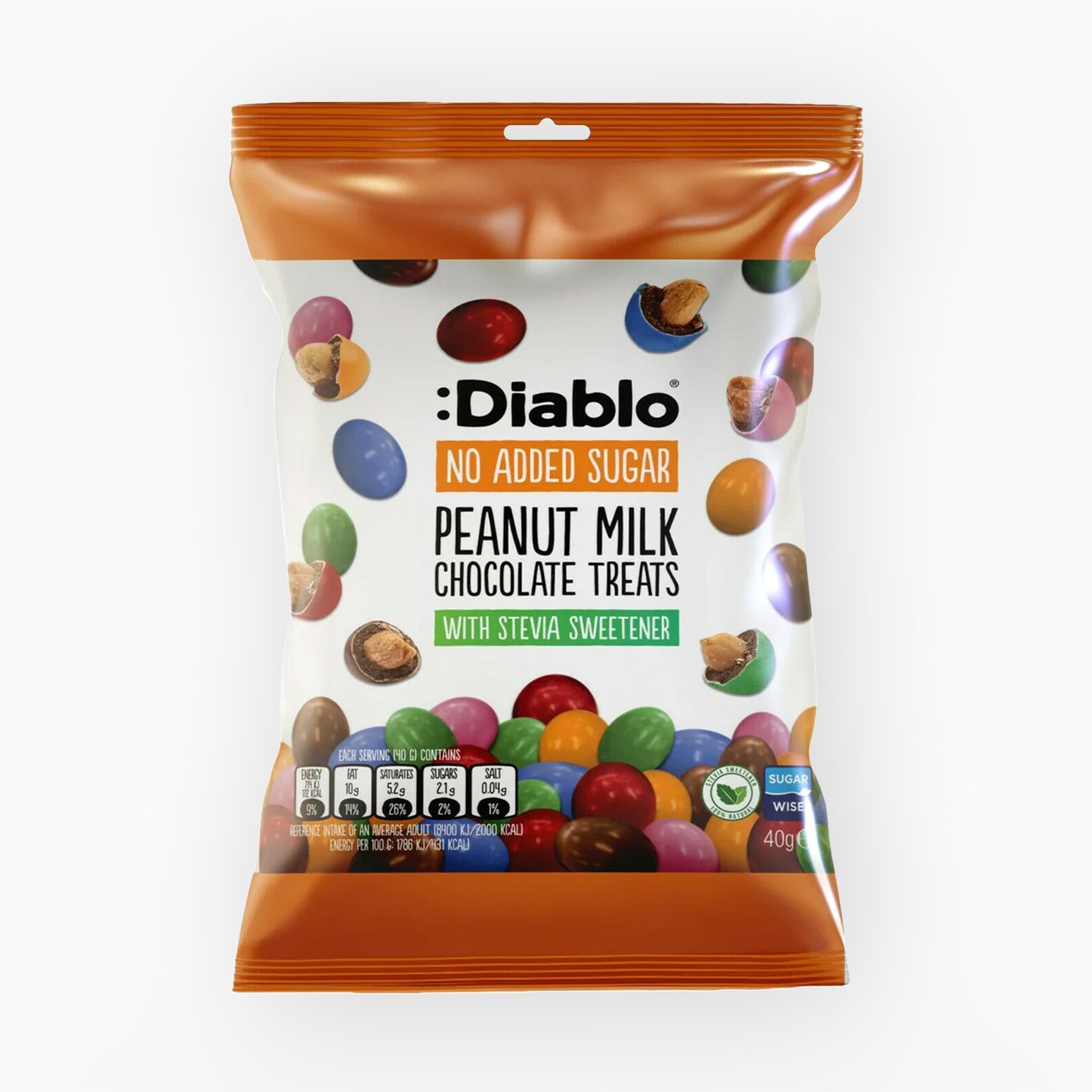 Diablo No Added Sugar Peanut Milk Chocolate Treats 40g 1